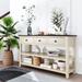 3-drawer Console Table With Two Open Shelves,Pine Solid Wood