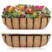 24" Window Boxes Horse Trough with Coconut Coir Liner, 24 Inch Window Deck Fence Metal Hanging Flower Planter Window Basket