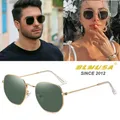 BLMUSE Metal Vintage Pilot Sunglasses Women Brand Design Classic Pilot Glasses Men Hexagon Sun