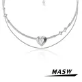 MASW Original Design Popular Jewelry High Quality Brass Chain Heart Pendant Necklace For Women Girl