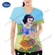 Disney Pocket V-Neck Women's T-shirt Traf 2023 Woman T-shirts for Women Aesthetic Clothing Japanese