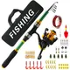 1.8m Telescoping Fishing Rod and Spinning Reel Combos Full Kit Purple Fishing Pole for Travel