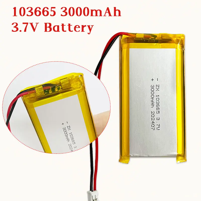 103565 103665 Akku 3000mAh Li-Polymer 3,7V Batterien Lipo für Fingerabdruckschloss, Haustier-Wasserspender, Elektrorasierer, DVD, Lithium-Zelle Image