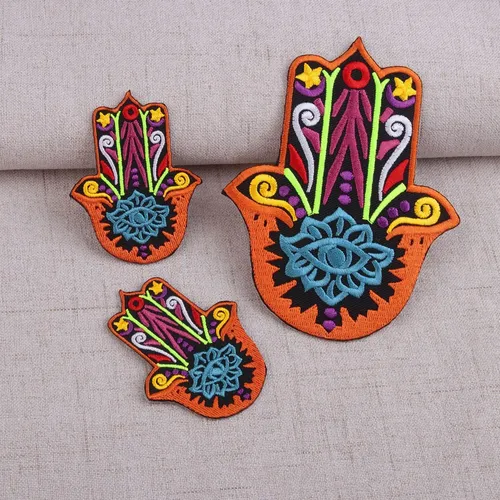 Mandala Hand von Fatima Bunte Patches Eisen auf Patch für Kleidung Palm Fatima Stickerei Applique