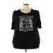 Torrid Short Sleeve Top Black Print Scoop Neck Tops - Women's Size 3X Plus