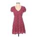 MASON & BELLE Casual Dress - A-Line V Neck Short sleeves: Red Floral Dresses - Women's Size Small