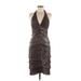 Cache Cocktail Dress - Party Halter Sleeveless: Brown Solid Dresses - Women's Size 6