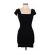 H&M Cocktail Dress - Bodycon Square Short sleeves: Black Print Dresses - Women's Size 8