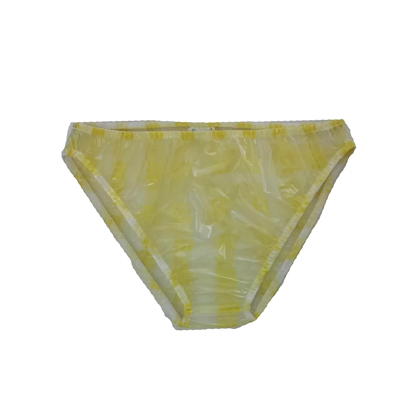 Langkee Haian Kunststoff Bikini Höschen TPU Unterwäsche gelbes Gitter