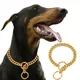 10MM Gold Dog Chain Collar Stainless Steel Metal Slip P Chain Walking Training Chew Proof Pet