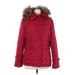 Calvin Klein Coat: Below Hip Red Print Jackets & Outerwear - Women's Size Medium