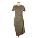 Rag & Bone Casual Dress - Sheath High Neck Short sleeves: Tan Solid Dresses - Women's Size Medium