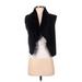 Jack by BB Dakota Faux Fur Vest: Short Black Solid Jackets & Outerwear - Women's Size X-Small