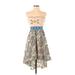 Flying Tomato Casual Dress - High/Low: Tan Print Dresses - Women's Size Small