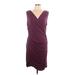 Ann Taylor Cocktail Dress - Wrap V Neck Sleeveless: Burgundy Print Dresses - Women's Size Large