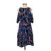 Maeve Casual Dress - A-Line High Neck Short sleeves: Black Floral Dresses - Women's Size 4