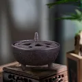 Cast Iron Incense Burning Bowl with Lid Antique Hollow Holder for Meditation Household Cast Iron