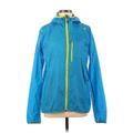 Adidas Windbreaker Jacket: Below Hip Blue Print Jackets & Outerwear - Women's Size Medium