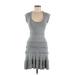 BCBGMAXAZRIA Casual Dress Scoop Neck Sleeveless: Gray Solid Dresses - Women's Size Medium