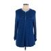 Croft & Barrow Long Sleeve T-Shirt: Blue Stripes Tops - Women's Size Large