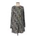 Glamorous Casual Dress - Mini High Neck Long sleeves: Gray Paisley Dresses - Women's Size Small - Paisley Wash