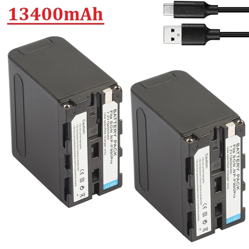 13400mah NP-F980 np f990 np f980 f970 f960 batterie + usb kabel für sony f330 f570 f750 f770 mc1500c PLM-100 CCD-TRV35 MVC-FD91 Image