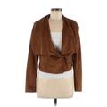 Boston Proper Faux Leather Jacket: Short Brown Print Jackets & Outerwear - Women's Size 6