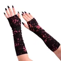 1Pair Black Red Punk Gothic Fingerless Unisex Long Gloves Sport Ninja Gloves Jazz Disco Mittens