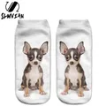 SLMVIAN New Brown Chihuahua Puppy 3D Print Animal Women Socks Casual cartoon Socks Unisex Low Cut