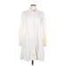 Garnet Hill Casual Dress - Shirtdress: Ivory Dresses - Women's Size 8