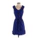 Baraschi Casual Dress - Mini Scoop Neck Sleeveless: Blue Solid Dresses - Women's Size 2 Petite