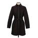 Max Mara Coat: Mid-Length Black Print Jackets & Outerwear - Women's Size 2