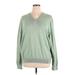 Calvin Klein Pullover Sweater: Green Color Block Tops - Women's Size X-Large