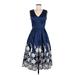 Chi Chi London Cocktail Dress - A-Line V-Neck Sleeveless: Blue Dresses - Women's Size 6