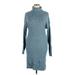 Solutions Casual Dress - Sweater Dress: Teal Marled Dresses - Women's Size X-Large