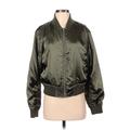 Topshop Track Jacket: Short Green Print Jackets & Outerwear - Women's Size 4