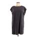 Wilfred Free Casual Dress - Shift Crew Neck Short sleeves: Gray Solid Dresses - Women's Size Medium