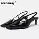 Leehmzay-Sandales à bride arrière en cuir véritable pour femme chaussures d'été à talons hauts à