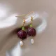 Boucles d'oreilles pendantes en perles de fleurs colorées pour femmes bijoux violets mode