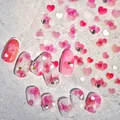 Autocollant 3D en Relief Doux pour Nail Art Décalcomanie de Manucure Dégradé Rouge Amour Cœur