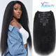 Réinitialisation In Kinky Straight Human Hair Extensions Clips in Extension Full Head Brazilian