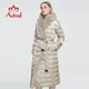 Astrid – manteau long et chaud pour femme parka avec capuche en fourrure de lapin grandes tailles