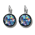 Boucles d'oreilles Murano Millefiori multicolores pour femmes cabochon en verre fleuri boucles