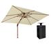 Arlmont & Co. Avalynn 12' x 9' Rectangular Umbrella w/ Counter Weights w/ Base in Ground, in White/Brown | 108 H x 108 W x 144 D in | Wayfair