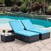 Latitude Run® Outdoor Patio Chaise Lounge ChairsSet Of 2 w/ 1 Table, Rattan | Wayfair 870D5CDDA34947F8BB8F658432C1C866