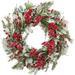 The Holiday Aisle® 20 Inch Artificial Christmas Wreath Door Wreath w/ Lambs Ear Leaves Winter Wreath w/ Artificial Snow | Wayfair