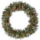The Holiday Aisle® Pre-Lit Artificial Christmas Wreath, Wintry Pine, White Lights, Decorated w/ Pine Cones, Berry Clusters, Frosted Branches | Wayfair