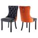 House of Hampton® Josalina Tufted Full Back Side Chair Dining Chair, Leather in Orange/Black | 37.5 H x 19.7 W x 19.7 D in | Wayfair