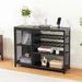 17 Stories Barnaton 43.31 Bar Cabinet Wood/Metal in Black/Brown/Gray | 32.87 H x 43.31 W x 13.78 D in | Wayfair 4582A486A563481AAC2BBE57560EBAB6