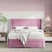 Latitude Run® Velvet Storage Bed w/ a Big Drawer - No Box Spring Needed, Large Storage Space Upholstered/Velvet in Pink | Wayfair